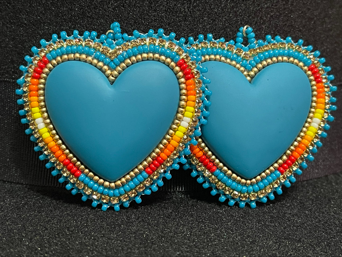 Blue Fire Color Heart Earrings